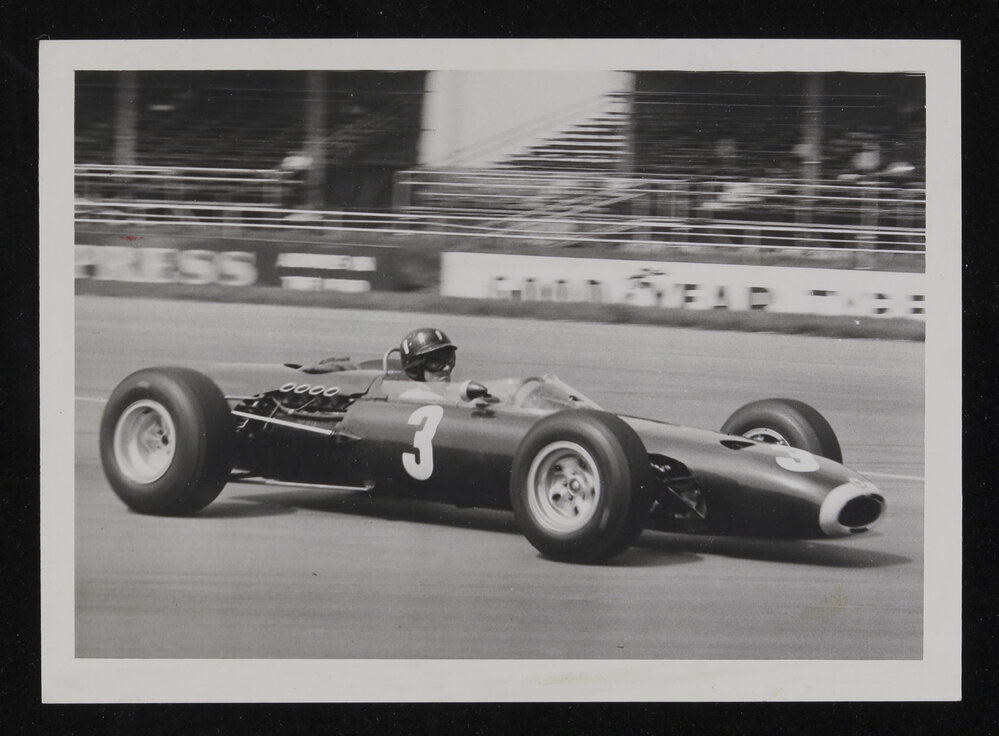 Graham Hill Driving The 1965 V8 Monocoque BRM At Silverstone Circuit