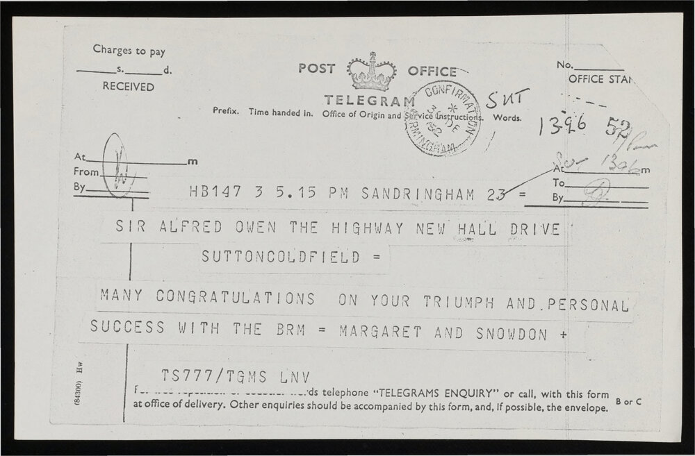 Letter Of Congratulations From Princess Margaret &amp; Reply