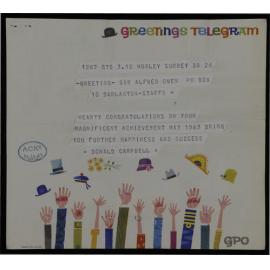 Congratulations Telegram From Donald Campbell